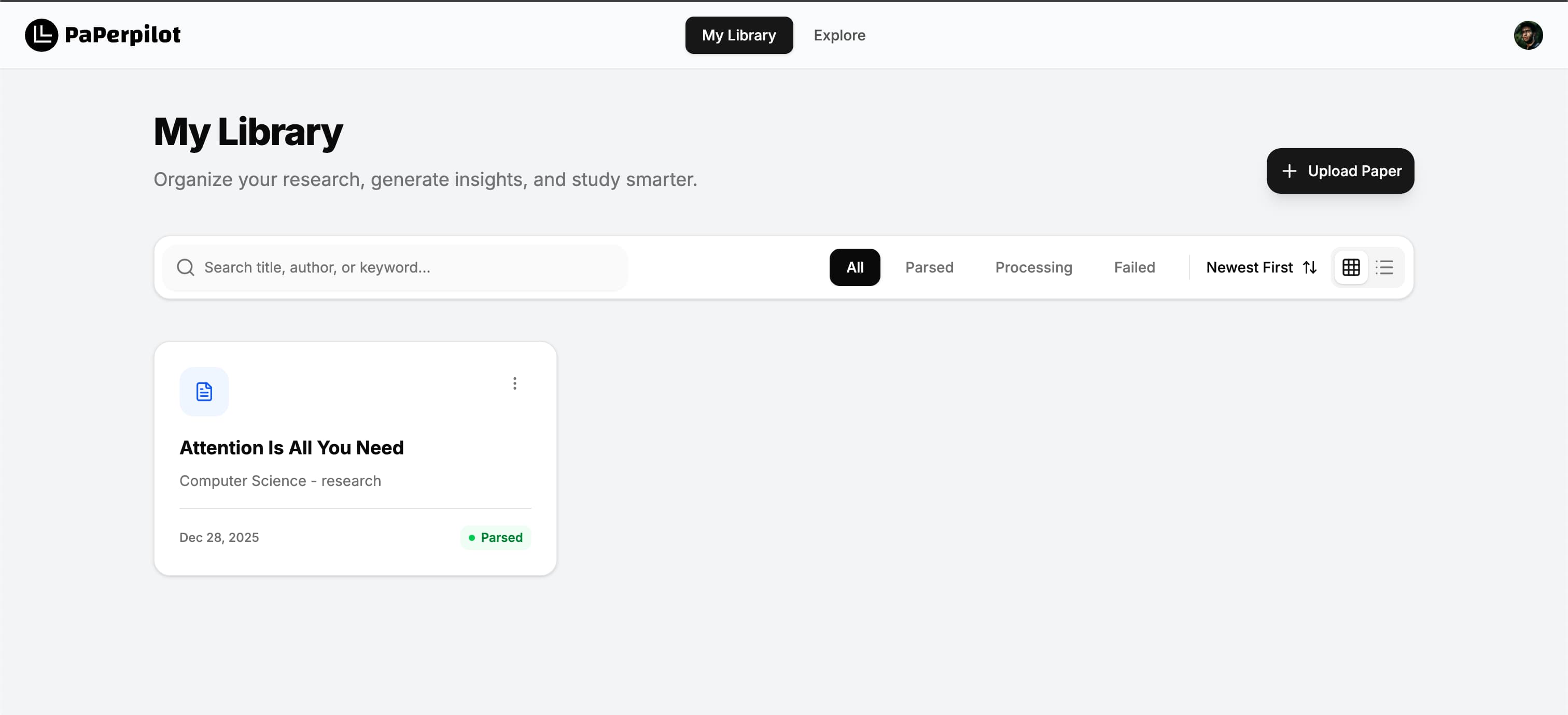 Organize all your research papers in one beautiful library